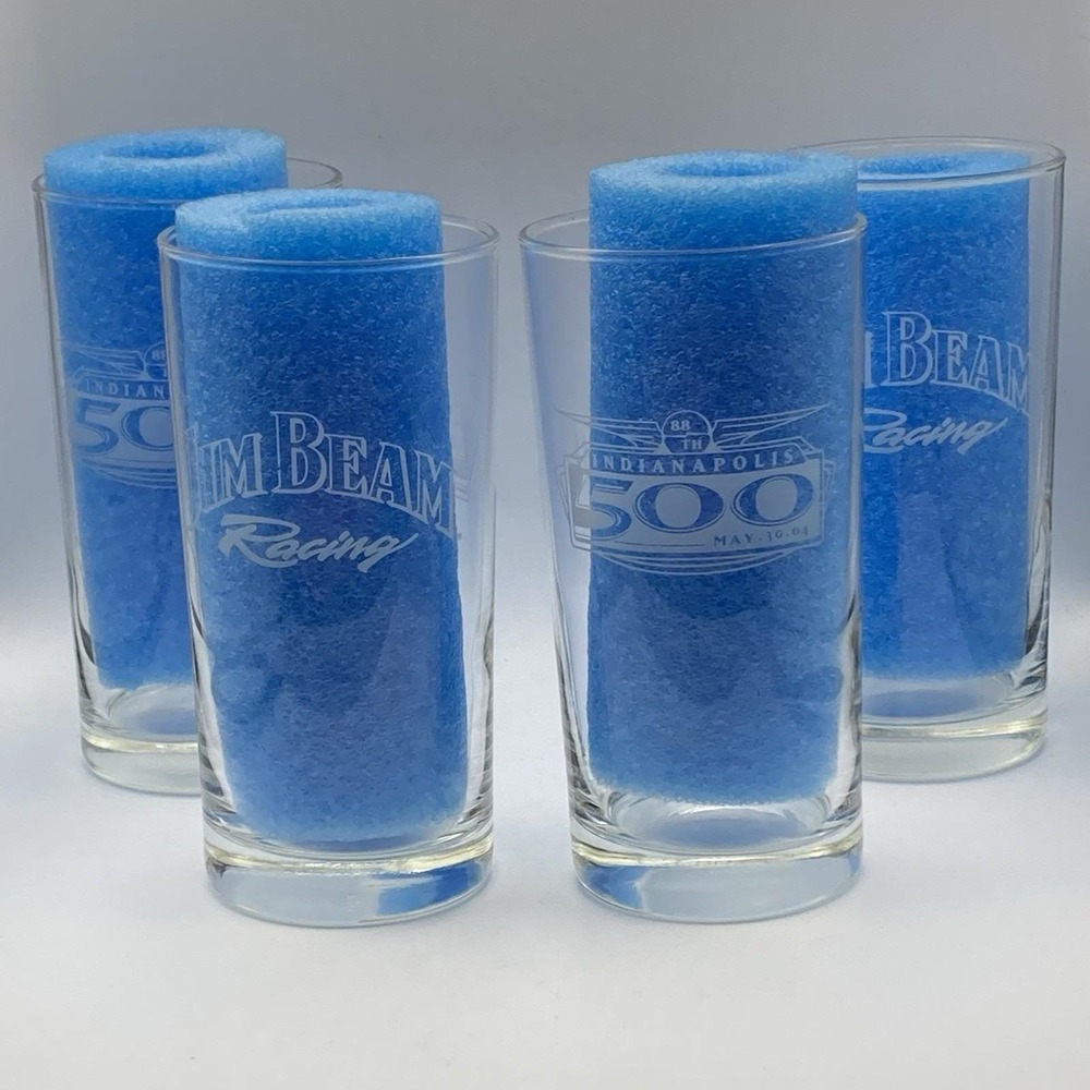 4 - 2004 Drink Glasses Tumbler / Jim Beam / Racing 88th Indianapolis 500 Indy